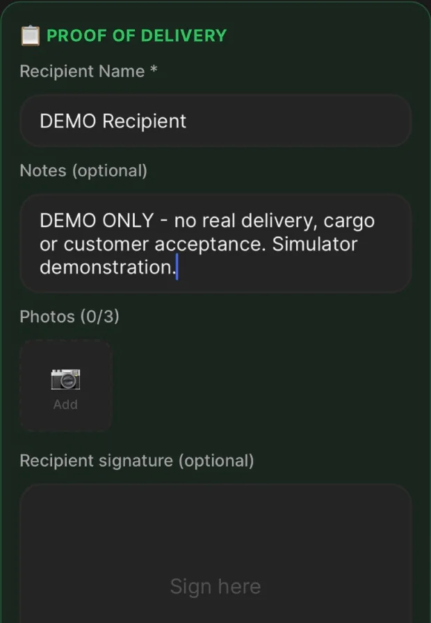 HauliK iOS test job: Capture proof of delivery