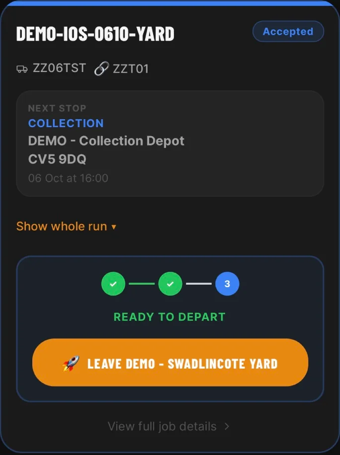 HauliK iOS test job: Record checks before departure